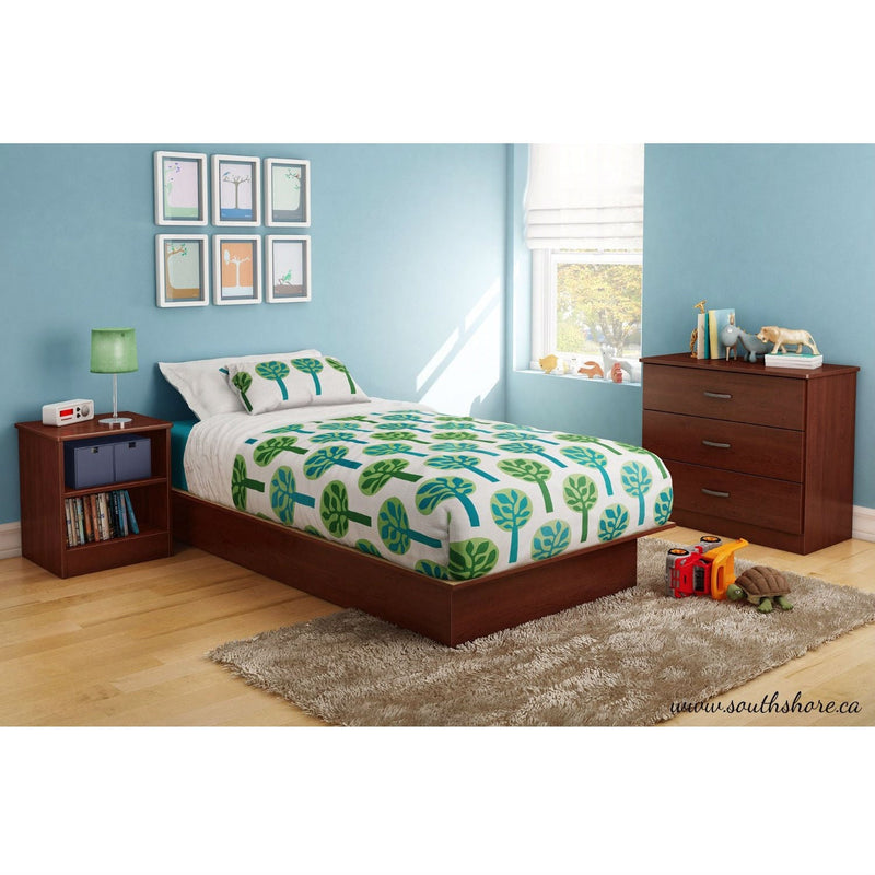 Twin size Platform Bed Frame in Royal Cherry Wood Finish, photo 2 of 4