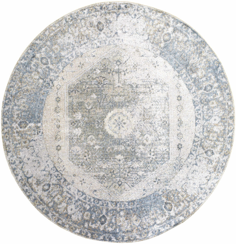 Gael Blue Flat Pile Washable Rug