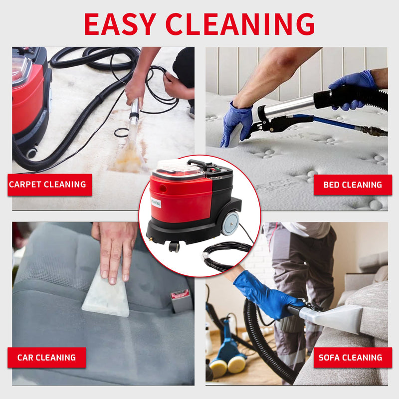 SM04 Cold Water Carpet Extractor, Powerful 1.0 HP Motor, 2.1 gal Sewage Tank, 3.7 gal Solution Tank