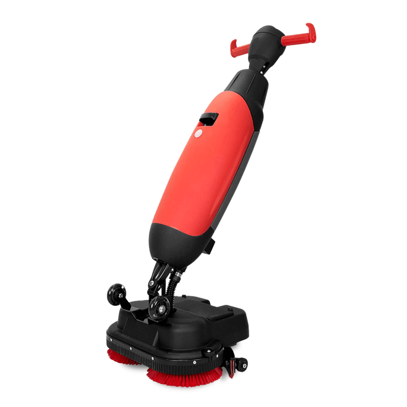 SM430 17" Walk-behind Floor Scrubber Machine, 360 Degree Rotating Head, 10000 sqft/h, Cordless Rechargeable Lithium Battery