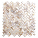 White Beige 11x11 Polished Herringbone Shell Mother of Pearl Mosaic Tile (20 pack, 16.19 sq ft/case) - Sample