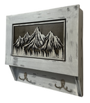 Snowcapped Mountain Scene Wall-Mounted Gun Cabinet – Hidden Lockable Storage with Rustic Charm