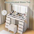 11-Drawer Makeup Vanity Desk with Crystal Knobs