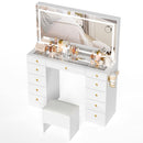 11-Drawer Makeup Vanity Desk with Crystal Knobs