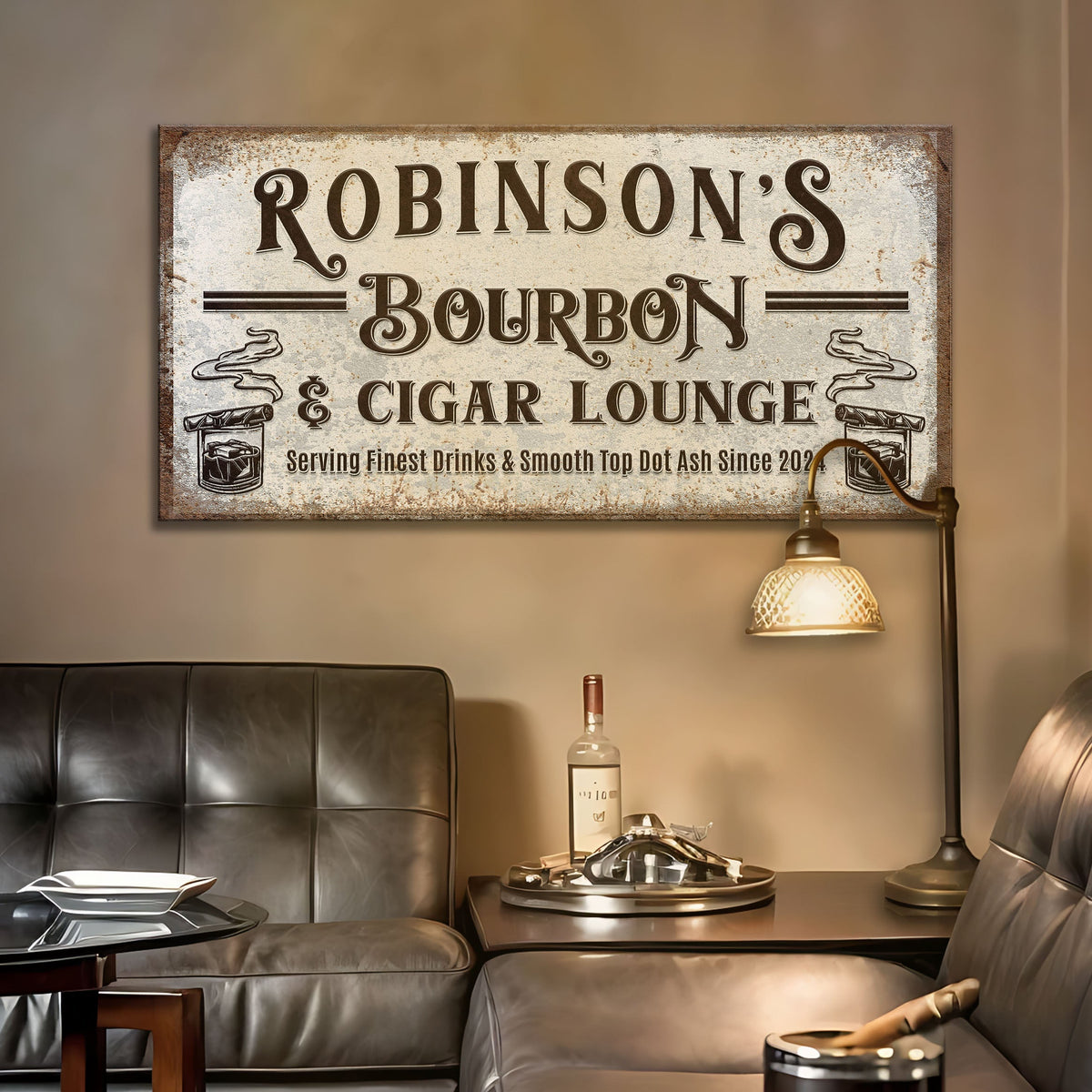 Personalized Bourbon and Cigar Bar Sign, photo 3 of 8