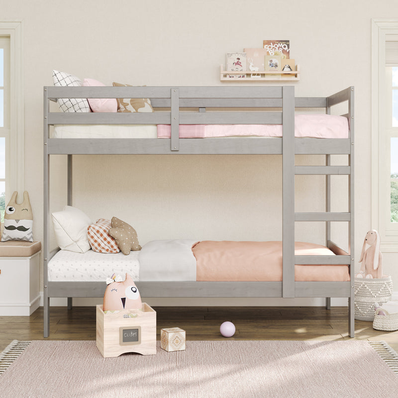 Sophie Simple Solid Wood Twin Over Twin Bunk Bed