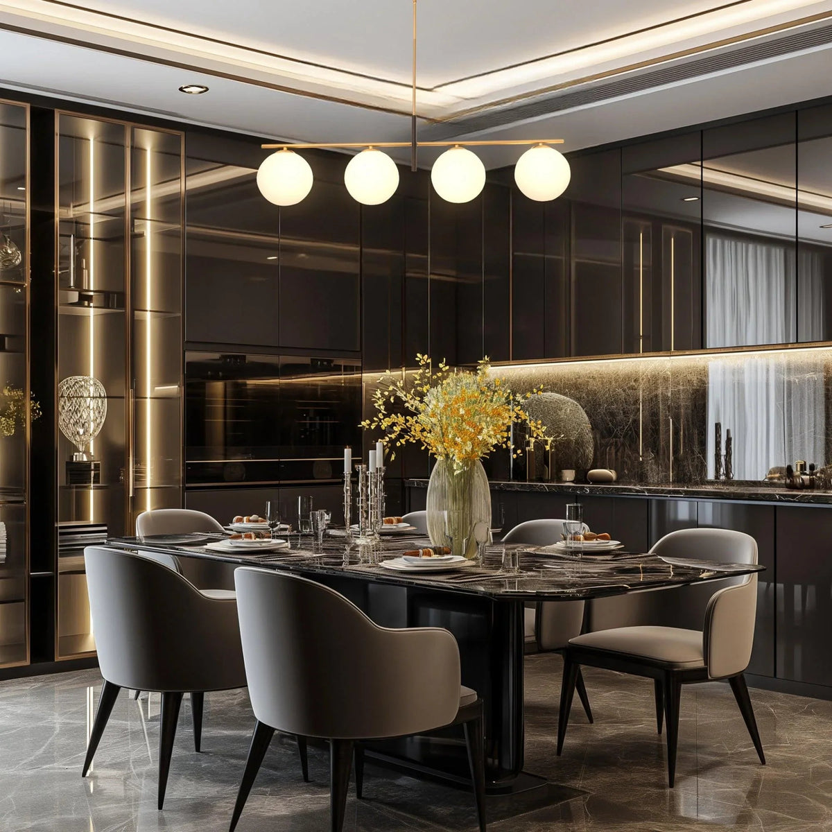 Spark Modern Gold Linear 4 Light Chandelier, photo 5 of 8