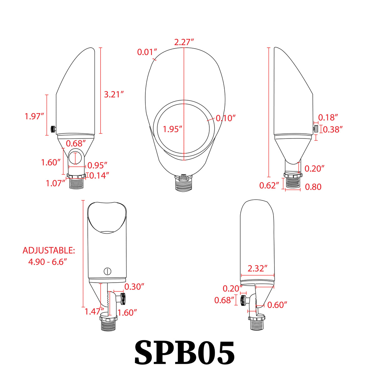 SPB05 LED Landscape 12V Low Voltage Brass Spotlight Adjustable Outdoor Lighting, photo 16 of 16