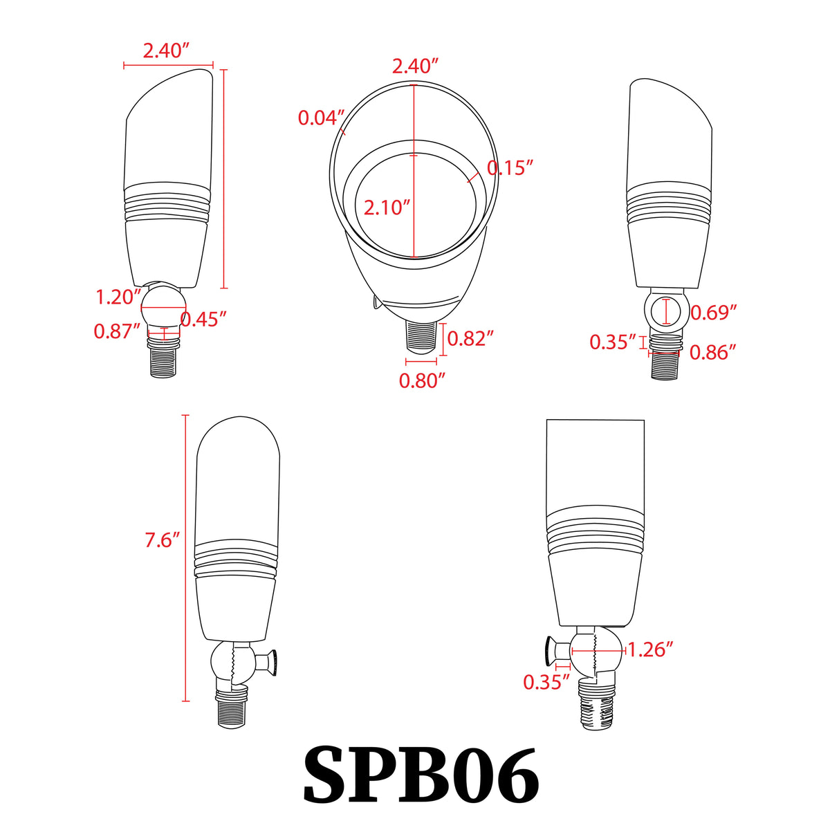 SPB06 Cast Brass 12V Low Voltage LED Outdoor Landscape Spotlight, photo 6 of 25