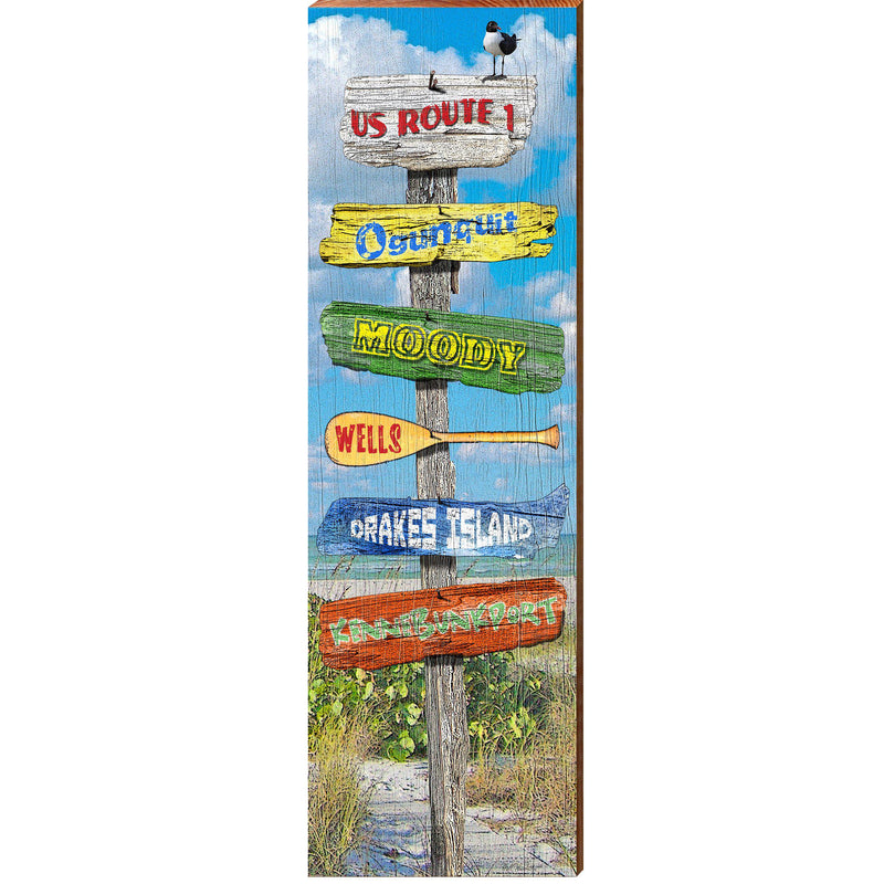 US Route 1 Beach Directional SPO2 | Wall Art Print on Real Wood