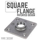 1 in. Black Square Floor Flange