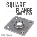 1 in. Black Square Floor Flange by PIPE DECOR