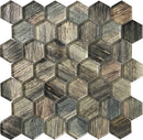 Wooden Brown 12x12 Glossy Hexagon Glass Mosaic Tile (5 pack, 4.83 sq ft/case)