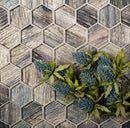 Wooden Brown 12x12 Glossy Hexagon Glass Mosaic Tile (5 pack, 4.83 sq ft/case) - Sample