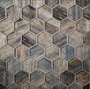 Wooden Brown 12x12 Glossy Hexagon Glass Mosaic Tile (5 pack, 4.83 sq ft/case)