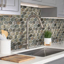 Wooden Brown 12x12 Glossy Hexagon Glass Mosaic Tile (5 pack, 4.83 sq ft/case)