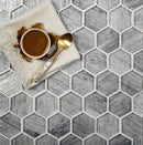 Light Gray 12x12 Glossy Hexagon Glass Mosaic Tile (5 pack, 4.83 sq ft/case) - Sample