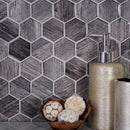 Brown 12x12 Glossy Hexagon Glass Mosaic Tile (5 pack, 4.83 sq ft/case)