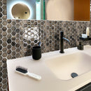 Brown 12x12 Glossy Hexagon Glass Mosaic Tile (5 pack, 4.83 sq ft/case) - Sample