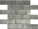 Gray 12x12 Glass Glossy Brick Mosaic Tile (5 pack, 4.83 sq ft/case) - Sample