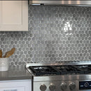 Gray 12x12 Glossy Hexagon Glass Mosaic Tile (5 pack, 4.83 sq ft/case) - Sample