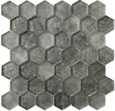 Coin Gray 12x12 Glossy Hexagon Glass Mosaic Tile (5 pack, 4.83 sq ft/case) - Sample