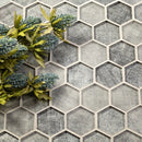 Coin Gray 12x12 Glossy Hexagon Glass Mosaic Tile (5 pack, 4.83 sq ft/case) - Sample
