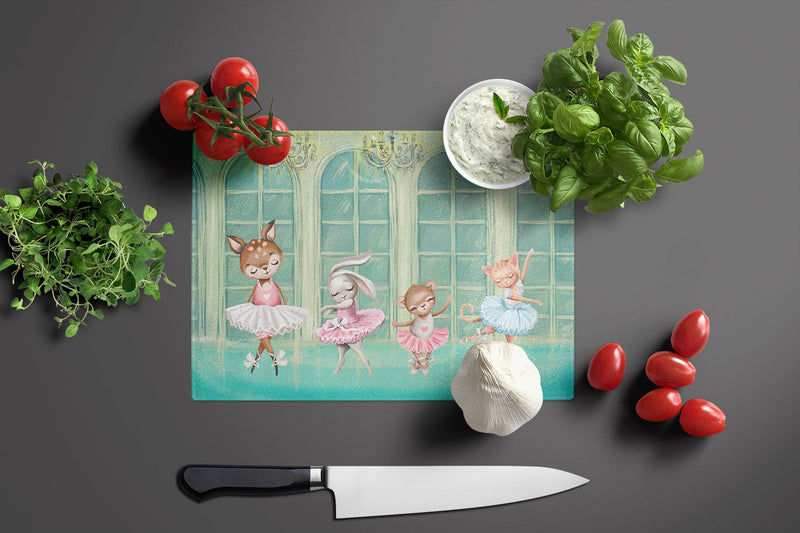 Animal Ballerinas Dancing Glass Cutting Boards – Durable, Decorative Kitchen Art Large