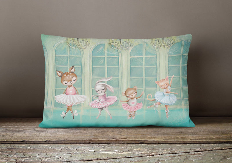 Animal Ballerinas Dancing Canvas Fabric Decorative Pillow