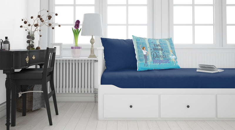 Eat Sleep Dance Repeat Fabric Standard Pillowcase – Artistic Decorative Front, White Back