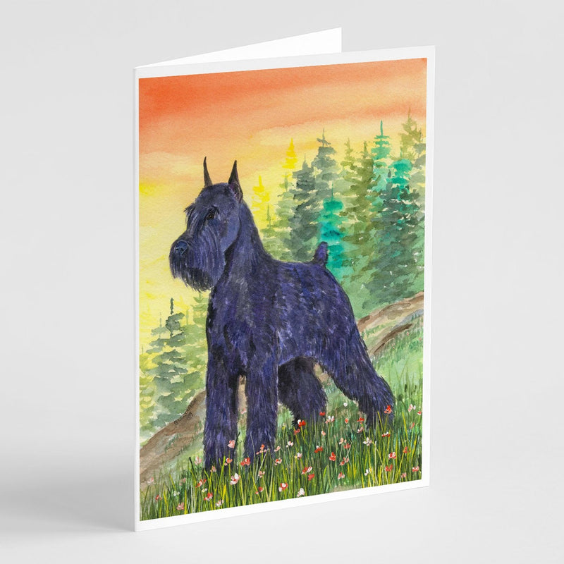 Black Schnauzer Greeting Cards -  Blank Note Cards – 8-Pack of Artist-Designed Cards with Envelopes