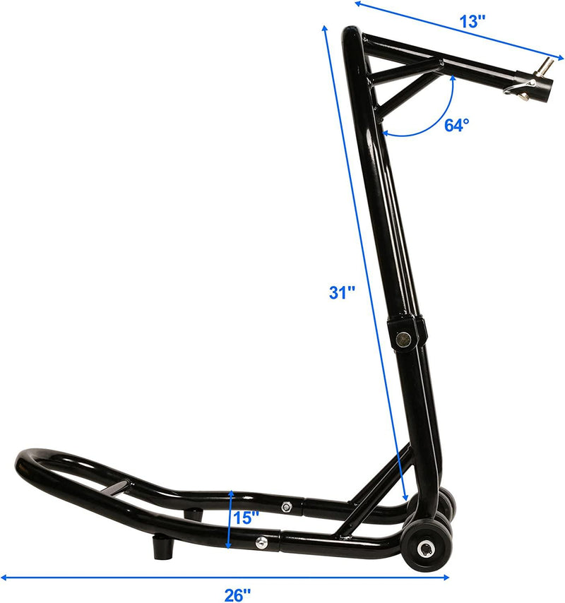 Motorcycle Stand Lift Front Rear Combo Lift Stand, Front Wheel Fork Stand Rear Wheel Swingarm Paddle Lift Stand, Universal Fit