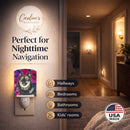 Finnish Lapphund Ceramic Night Light Compact, UL-Certified, Ideal for Bedroom, Bathroom, Nursery, Hallway, Kitchen, 6x4x3, Multicolor