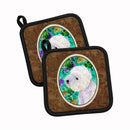 Westie Pot Holder Set of 2 Heat Resistant Quilted Hot Pads 7.5 x 7.5 Inch, Insulated Kitchen Trivets for Cooking & Baking