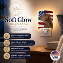 USA American Flag with Field Spaniel Ceramic Night Light Compact, UL-Certified, Ideal for Bedroom, Bathroom, Nursery, Hallway, Kitchen, 6x4x3, Multicolor