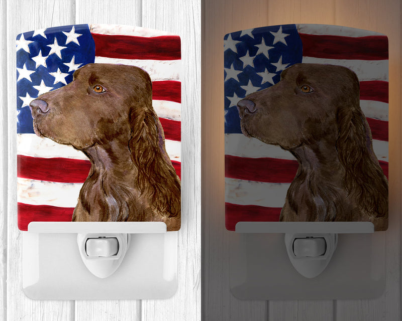 USA American Flag with Field Spaniel Ceramic Night Light SS4010CNL