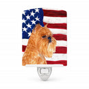 USA American Flag with Brussels Griffon Ceramic Night Light Compact, UL-Certified, Ideal for Bedroom, Bathroom, Nursery, Hallway, Kitchen, 6x4x3, Multicolor