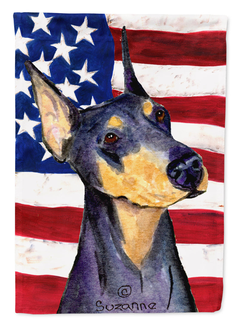 USA American Flag with Doberman Flag Canvas House Size