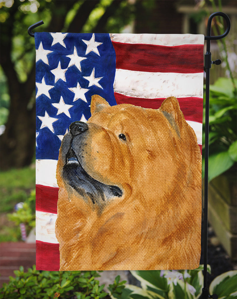 USA American Flag with Chow Chow Flag Garden Size