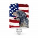 USA American Flag with Irish Wolfhound Ceramic Night Light Compact, UL-Certified, Ideal for Bedroom, Bathroom, Nursery, Hallway, Kitchen, 6x4x3, Multicolor
