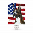 USA American Flag with Boxer Ceramic Night Light Compact, UL-Certified, Ideal for Bedroom, Bathroom, Nursery, Hallway, Kitchen, 6x4x3, Multicolor