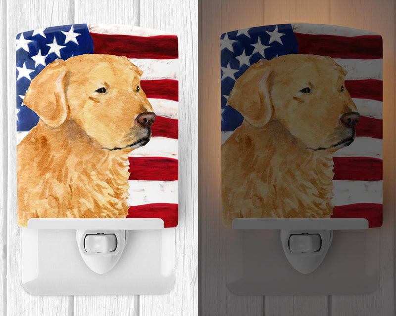 USA American Flag with Golden Retriever Ceramic Night Light SS4055CNL