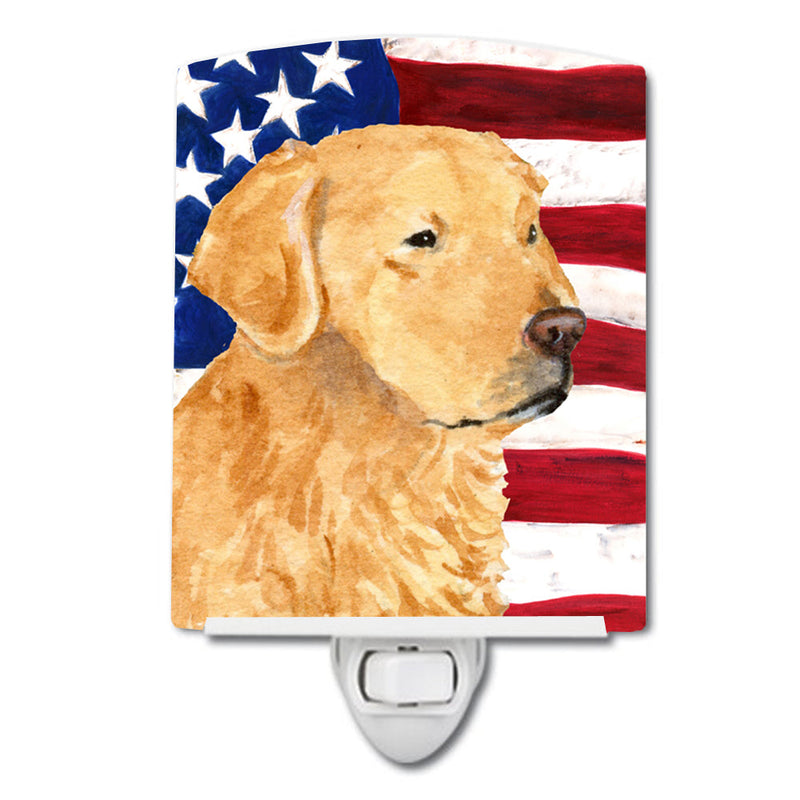 USA American Flag with Golden Retriever Ceramic Night Light SS4055CNL