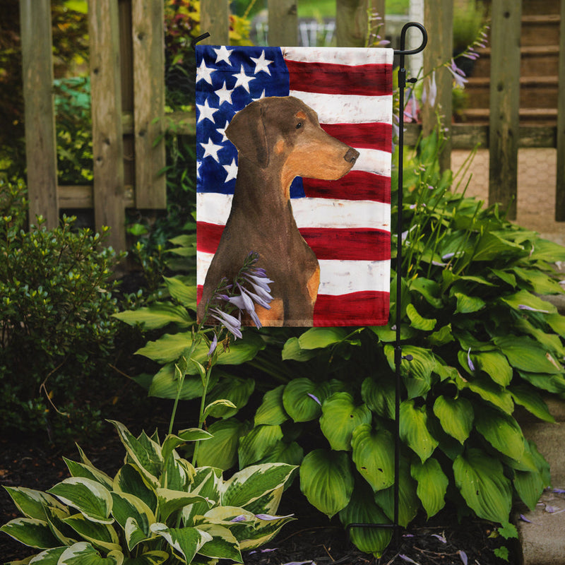 USA American Flag with Doberman Flag Garden Size