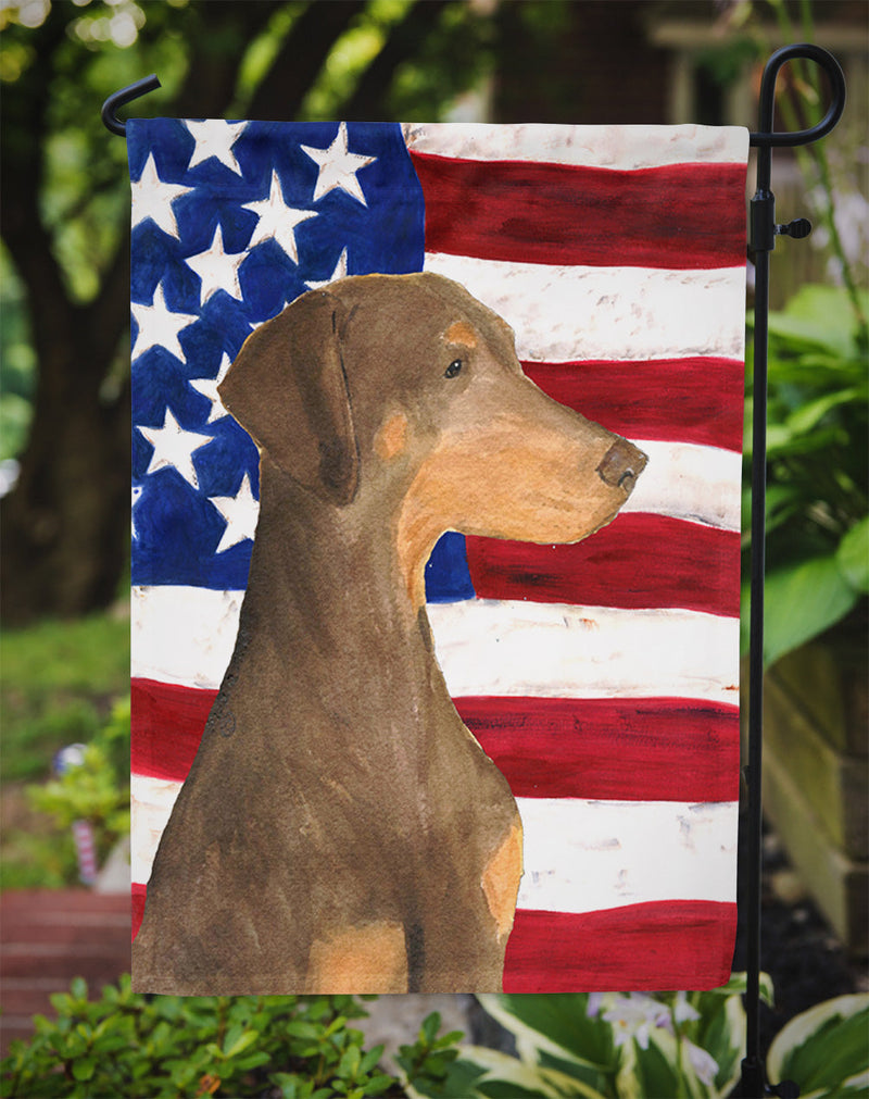 USA American Flag with Doberman Flag Garden Size