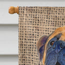 Bullmastiff on Faux Burlap with Pine Cones House Flag 28x40 Porch Sleeve Pole Decorative Outside Yard Banner Artwork Wall Hanging, Polyester