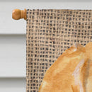 Golden Retriever on Faux Burlap with Pine Cones House Flag 28x40 Porch Sleeve Pole Decorative Outside Yard Banner Artwork Wall Hanging, Polyester