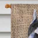 Schnauzer on Faux Burlap with Pine Cones House Flag 28x40 Porch Sleeve Pole Decorative Outside Yard Banner Artwork Wall Hanging, Polyester