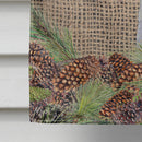 Bedlington Terrier on Faux Burlap with Pine Cones House Flag 28x40 Porch Sleeve Pole Decorative Outside Yard Banner Artwork Wall Hanging, Polyester