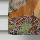 Dachshund on Faux Burlap with Pine Cones House Flag 28x40 Porch Sleeve Pole Decorative Outside Yard Banner Artwork Wall Hanging, Polyester